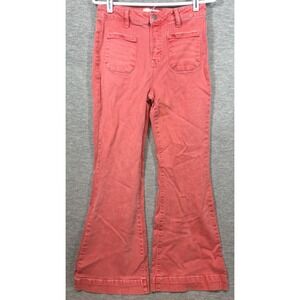 Risen‎ Jeans Womens 9/29 Coral Pink Flare Denim Pants Stretch Casual